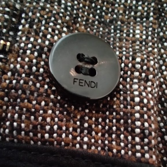 NWOT FENDI Wool Slim Trousers in Brown & White Tweed Small Pants Pantalon Petit - Picture 4 of 15